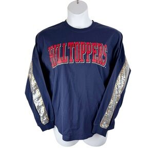 Gameday Couture Navy & Red Western Kentucky Hilltoppers Gold & Silver Sequin Top